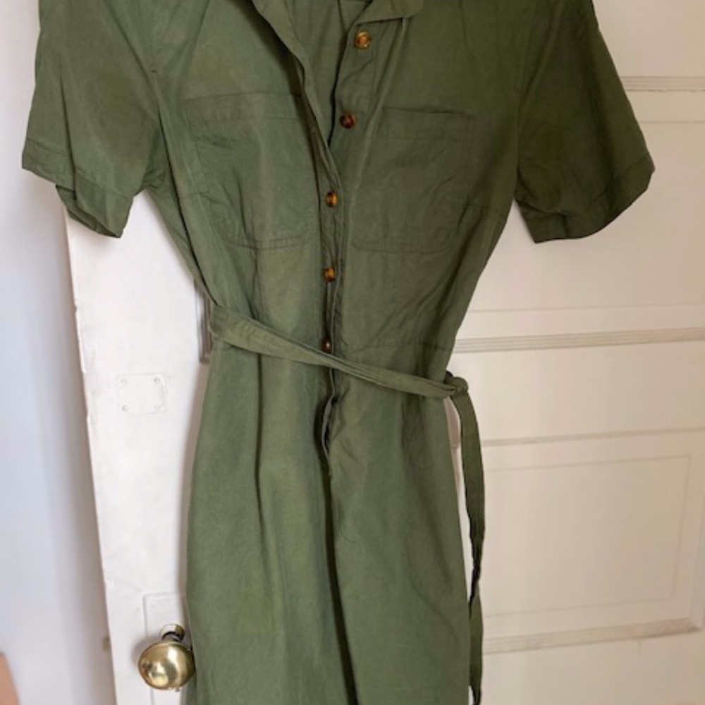 Green Jean Button-up Dress